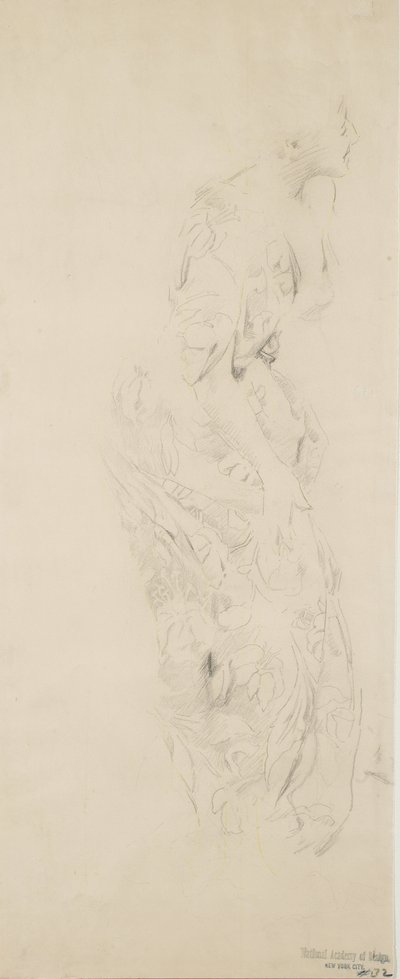 Boceto de mujer con vestido de flores, posiblemente para mural Moods to Music, 1893-98 de Robert Frederick Blum