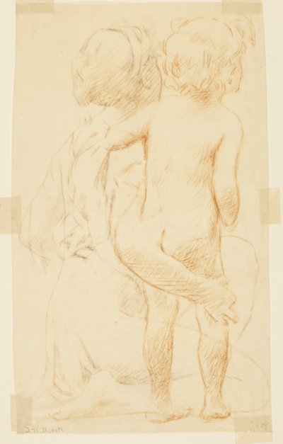 Estudio para una mujer sentada con un niño, "Festival de la Vendimia," Mendelssohn Glee Club, Nueva York, NY de Robert Frederick Blum