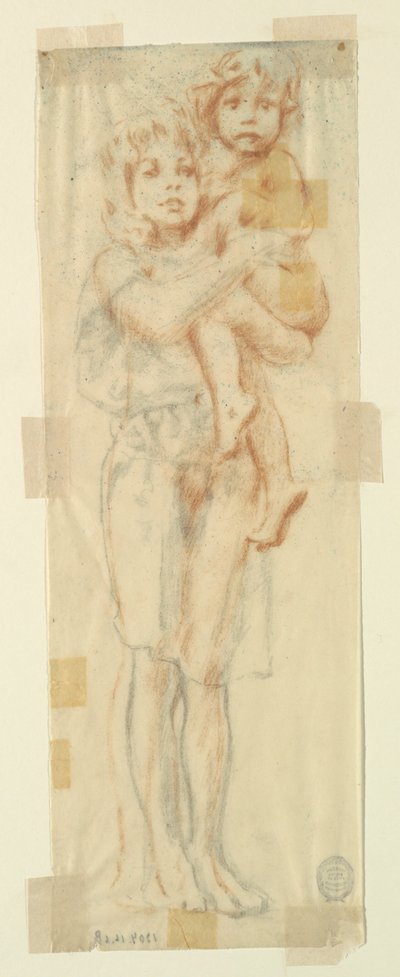 Estudio para una mujer sosteniendo a un niño, "Festival de la Vendimia," Mendelssohn Glee Club, Nueva York, NY de Robert Frederick Blum