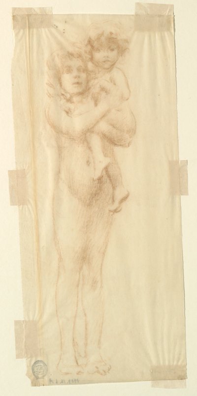 Estudio para una mujer sosteniendo a un niño, "Festival de la Vendimia", Mendelssohn Glee Club, Nueva York, NY de Robert Frederick Blum