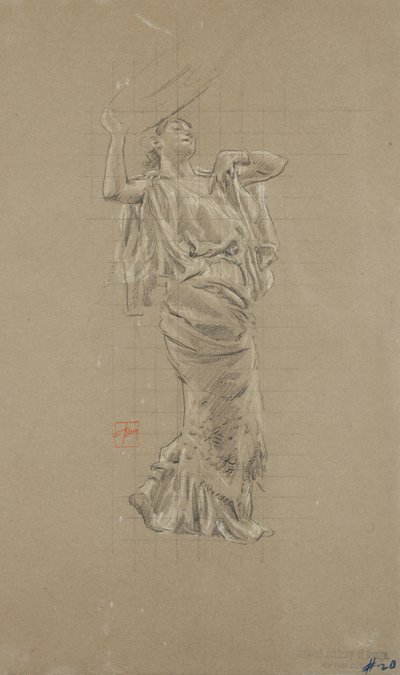 Estudio de figura femenina para mural Moods to Music de Robert Frederick Blum