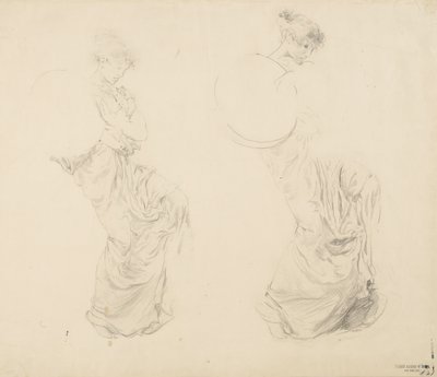 Estudio de dos figuras femeninas para mural Moods to Music, 1893-95 de Robert Frederick Blum