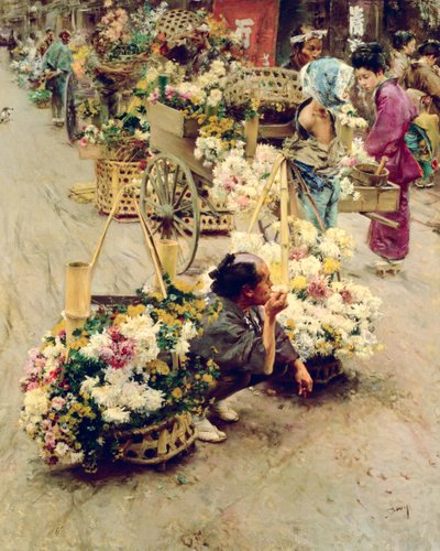 El mercado de flores, Tokio, 1892 de Robert Frederick Blum