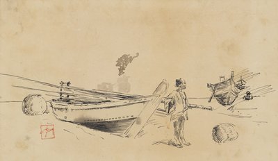 Dos barcos de pesca japoneses en la orilla, 1867-1903 de Robert Frederick Blum