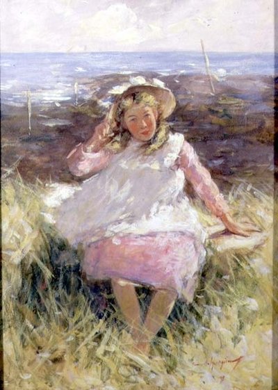 Niña con Bonete Blanco de Robert Gemmell Hutchison