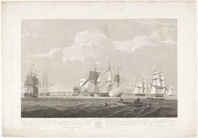 Salida de doce barcos mercantes holandeses del puerto de Portsmouth, 1833 (lámina 3) Este conjunto de tres placas que representan la salida del puerto de Portsmouth el 2.d de junio de 1833 de 12 Nederlandsche Koopvaardy Ships from Embargo descargados de Robert Havell (II)