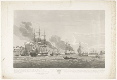 Salida de doce barcos mercantes holandeses del puerto de Portsmouth, 1833 (lámina 2) Este conjunto de tres placas que representan la salida del puerto de Portsmouth el 2.d de junio de 1833 de 12 Nederlandsche Koopvaardy Ships from Embargo descargados de Robert Havell (II)