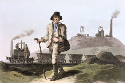 Locomotora de vapor Blenkinsop en la mina de Middleton cerca de Leeds, West Yorkshire, 1814 de Robert Havell