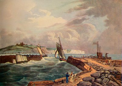 Cúter entrando en el puerto de Dover, 1819 de Robert Havell
