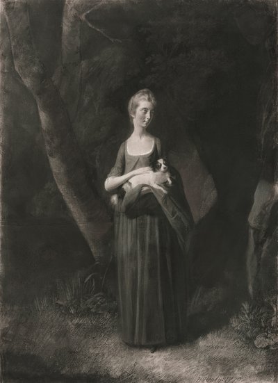 La Srta. Cunningham con su King Charles Spaniel en brazos de Robert Healy