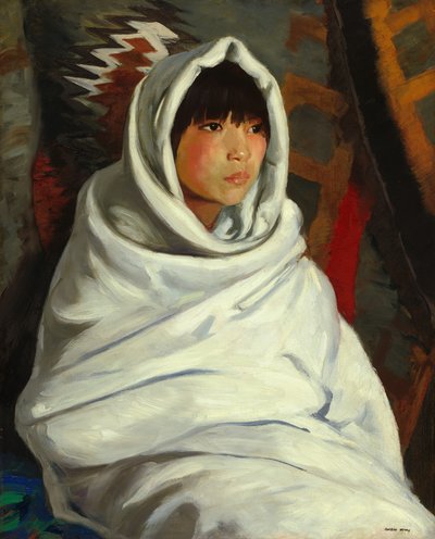 Niña india con manta blanca de Robert Henri