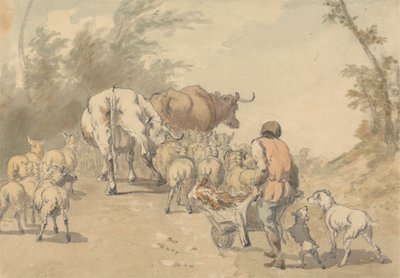 Rebaño de ovejas y vacas de Robert Hills