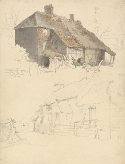 Bocetos de casas de campo: Dos estudios en una hoja de Robert Hills