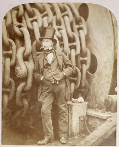 Isambard Kingdom Brunel en Millwall, apoyado en un tambor de cadena, noviembre de 1857 de Robert Howlett