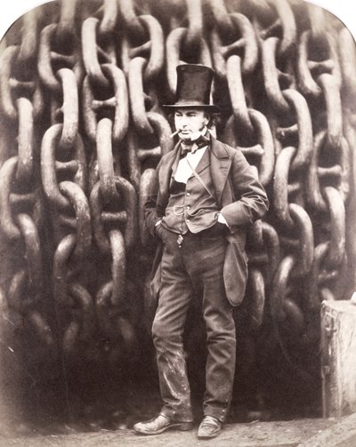 Isambard Kingdom Brunel, de pie frente a las cadenas de lanzamiento del 