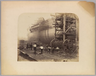 Hombres trabajando junto a las cadenas de botadura del "Great Eastern" de Robert Howlett