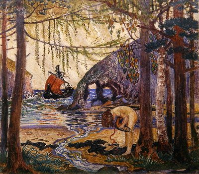 Dream Boat, c.1915 (óleo y témpera sobre papel) de Robert James Enraght Moony