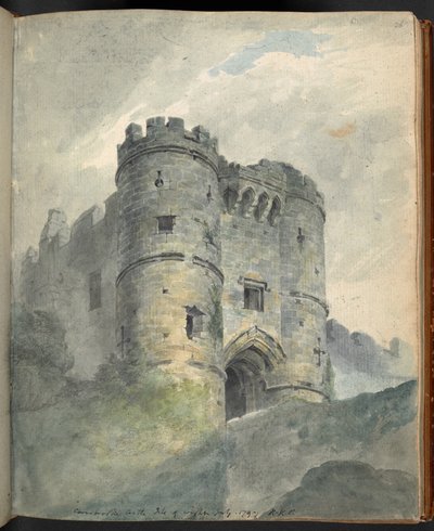 Castillo de Carisbrooke, Isla de Wight. Vistas de paisajes, antigüedades arquitectónicas, etc., en y alrededor de Farnham, Southampton, la Isla de Wight, Winchester, etc., en lápiz, pluma y tinta, acuarelas y tizas, por Sir Robert Ker Porter, en 1797 de Robert Kerr Porter