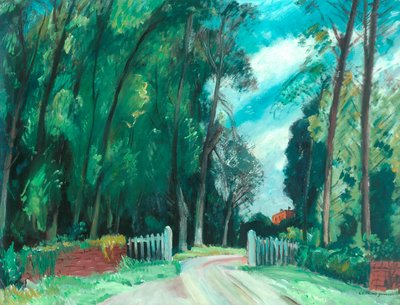 La puerta de la mansión, c.1942-43 (óleo sobre tabla) de Robert Kirkland Jamieson