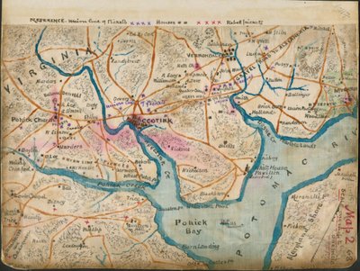(Mapa del bajo río Potomac mostrando las líneas de piquetes, enero de 1862) LOC gvhs01.vhs00059 de Robert Knox Sneden