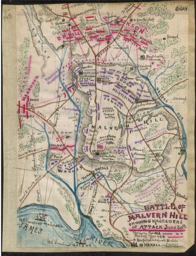 Batalla de Malvern Hill mostrando el 1er ataque de Magruder 30 de Junio LOC gvhs01.vhs00095 de Robert Knox Sneden