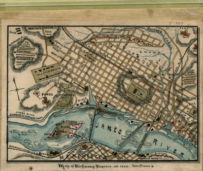 Mapa de Richmond, Virginia...1863. LOC gvhs01.vhs00051 de Robert Knox Sneden