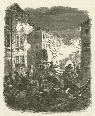 Luchando en una barricada fuera del Ayuntamiento de Kolln en Berlín la noche del 18-19 de marzo de 1848 de Robert Kretschmer