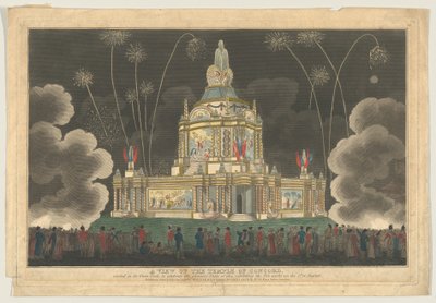 Vista del Templo de la Concordia Erecto en el Parque Verde, para Celebrar el G..., 9 de septiembre de 1814 de Robert Laurie