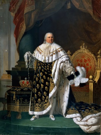 Retrato de Luis XVIII (1755-1824) con toga de coronación de Robert Lefebvre