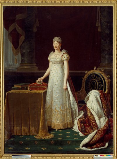 Retrato de la emperatriz María Luisa de Austria, esposa de Napoleón I, representada como Regente del Imperio y llevando un conjunto de diamantes Chaumet donado por Napoleón en 1812 de Robert Lefevre
