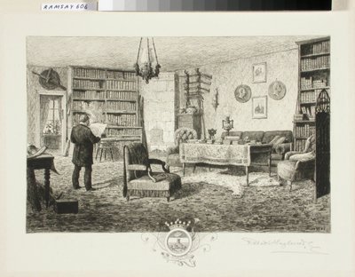 Adolf Erik Nordenskjöld en su biblioteca de Robert Ludvig Haglund
