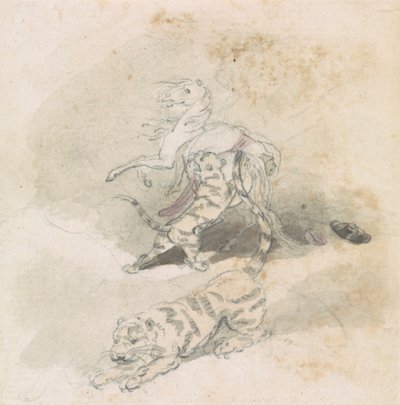 Un tigre ataca a un caballo de Robert Mabon