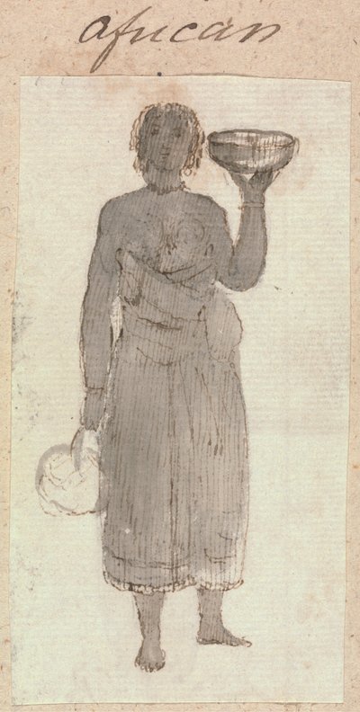 Boceto de mujer africana con cestas de Robert Mabon
