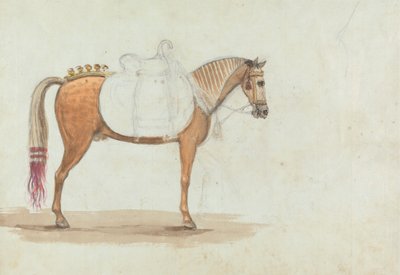 Boceto inacabado de un caballo ensillado de forma elaborada de Robert Mabon