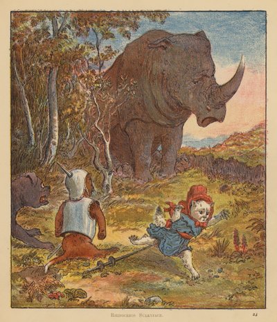 Los gatitos peregrinos: Rhinoceros Sulkyface (litografía en color) de Robert Michael Ballantyne