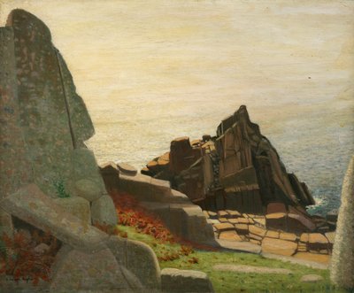 Below Carn Barges (rocas bajo Lamorna) (óleo sobre lienzo) de Robert Morson Hughes