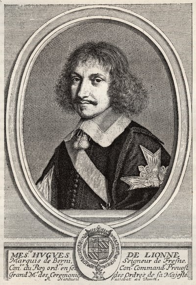 Hugues de Lionne (1611-1671), Marqués de Fresnes, Señor de Berny, fue un diplomático y ministro de estado bajo Luis XIV. Grabado por Robert Nanteuil. Colección privada de Robert Nanteuil