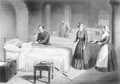 La Srta. Nightingale en el hospital de Scutari, grabado por George Greatbach de Robert Neal Hind