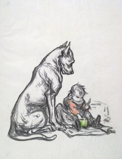 Perro y niño, principios del siglo XX de Robert Noir
