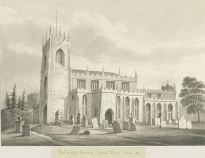 Iglesia de Penkridge: dibujo en sepia, 1831 de Robert Noyes
