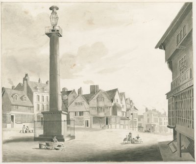 Wolverhampton - Plaza del Mercado: dibujo en sepia, nd [mediados del siglo XIX] de Robert Noyes