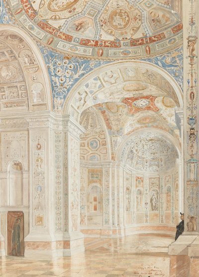 Interior de la Villa Madama con decoraciones de Giulio Romano y Baldassare Peruzzi, 1897 de Robert Oerley