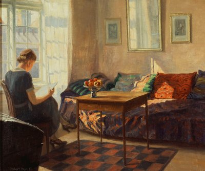 Una mujer leyendo en una ventana de Robert Panitzsch