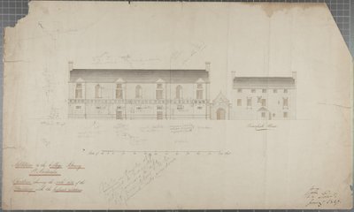 Dibujo arquitectónico de la Biblioteca Universitaria, 1827 de Robert Payton Reid