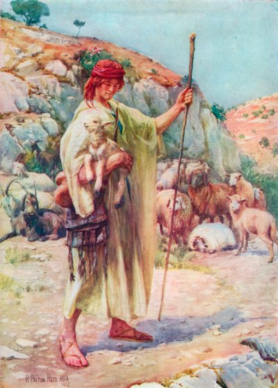 David el Pastor (litografía en color) de Robert Payton Reid