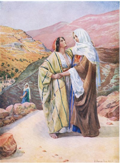 Rut y Noemí, de El Libro de Imágenes de la Biblia publicado por Thomas Nelson, c.1950 de Robert Payton Reid