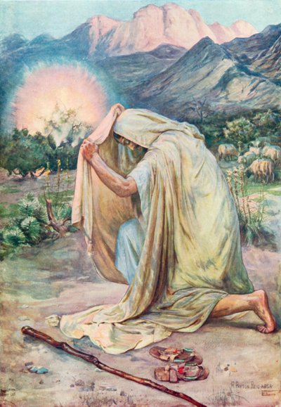La zarza ardiente (litografía en color) de Robert Payton Reid