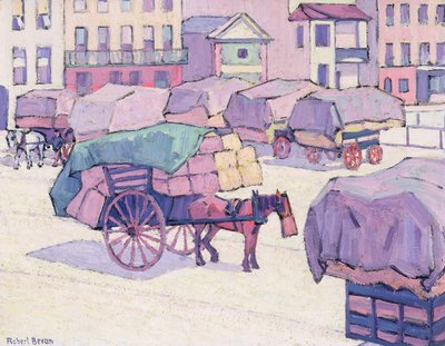 Carros de heno, mercado de Cumberland de Robert Polhill Bevan