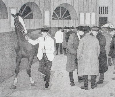 Comerciantes de caballos en el Barbican (Barbican No.2) 1921 de Robert Polhill Bevan