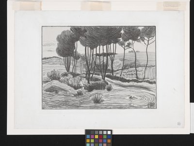 Los álamos (litografía) de Robert Polhill Bevan